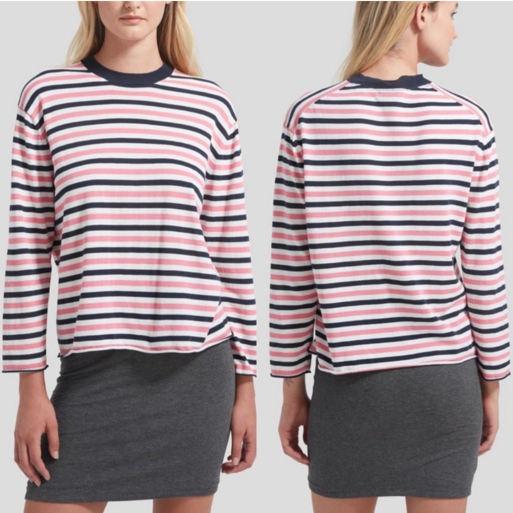 Atm Womens Striped Long Sleeve Top Size Small